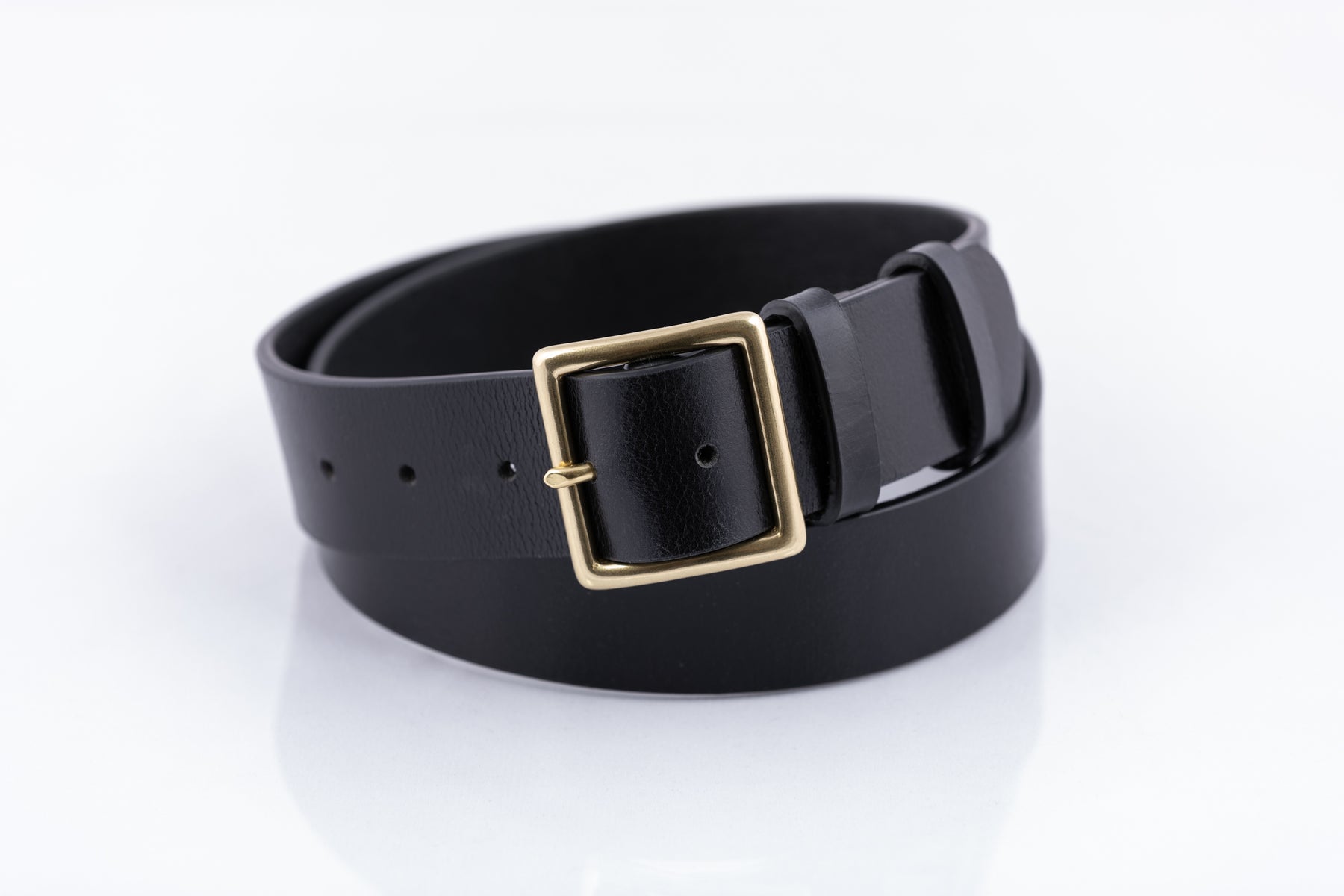 Square Buckle Leather Belt (Silver & GOLD Hardware)